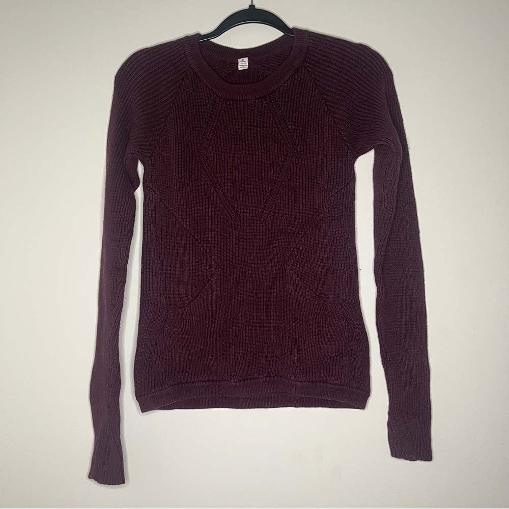 lululemon athletica Deep Plum 100% Cotton Crew Neck Sweater